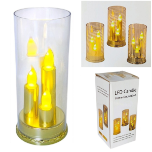 Świeca dekoracyjna LED "TRIO" z ruchomym płomieniem w cylindrze /MA-2343
