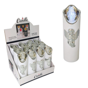 Świeca LED 18cm BIAŁA wkład do zniczy mrugający - ANIOŁEK /SYJ2416-361