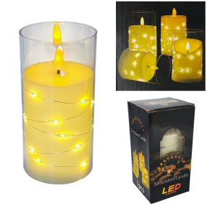 Świeca LED 15cm z ruchomym płomieniem i świecącym drucikiem /SYJ24104-4457