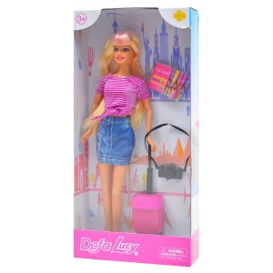  Lalka DEFA LUCY >Podróżniczka< z walizką i aparatem /3836