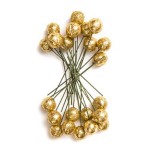 Owoce ostrokrzewu 1,2cm /24szt ZŁOTE brokat /6046