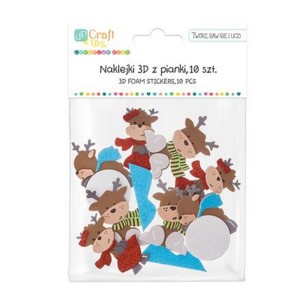 Naklejki piankowe 3D ZABAWNE RENIFERY 10szt /1796