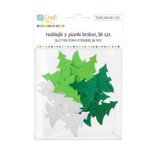  Naklejki piankowe z brokatem CHOINKI 30szt /2151