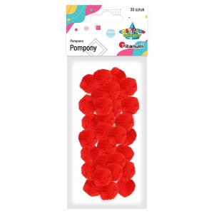  Pompony 2,5cm/30szt CZERWONE /7949