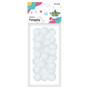 Pompony 2,5cm/30szt BIAŁE /7963