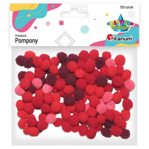Pompony 1cm/120szt TONACJA CZERWONA /7515