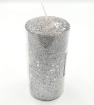 Świeca brokatowa -walec- SREBRO 5,5x10cm /8121