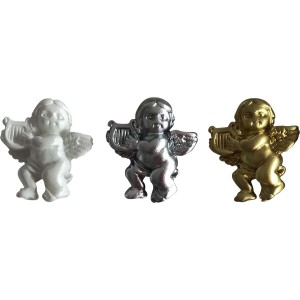 Aniołki dekoracyjne z harfą 15szt/3kolory 3x2,5cm /2868