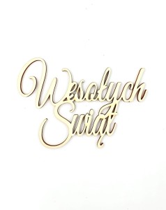Napis -sklejka- WESOŁYCH ŚWIĄT 10x6,5cm /6923