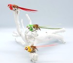 Ptaszek MAŁY kolorowy z piórkiem 12cm - na klipsie /6004