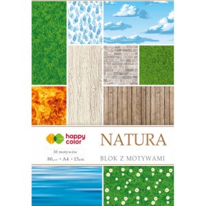 Blok z motywami NATURA A4/15 ark. 80g Happy Color /7054