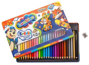 Kredki BAMBINO drewn. JUMBO w metal. pudełku 26 kolorów /3226