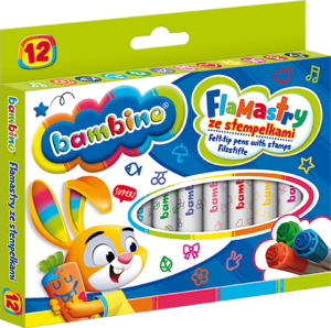 Flamastry 12 kol. ze stempelkami BAMBINO /8641