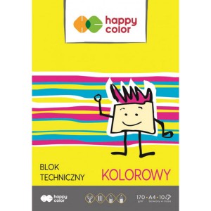 Blok techniczny A4/10k. KOLOROWY 170g Happy Color /6439