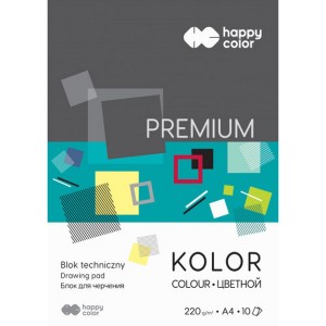 Blok techniczny A4 PREMIUM 10k. KOLOROWY 220g Happy Color /7047