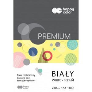 Blok techniczny A3 PREMIUM 10k. BIAŁY 250g Happy Color /6521