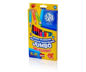 Kredki ołówkowe JUMBO dwustronne 12szt/24kol. ASTRA trójkątne /7165