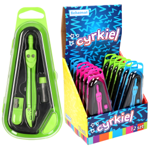 Cyrkiel metal. w plastik. etui + grafit + ostrzałka /2544