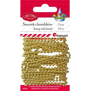 Sznurek z koralikami ZŁOTE 4,5m /0067