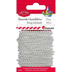 Sznurek z koralikami SREBRNE 4,5m /0456