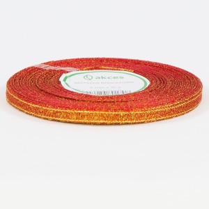 Wstążka brokatowa 6mm / 32m CZERWONO-ZŁOTA
