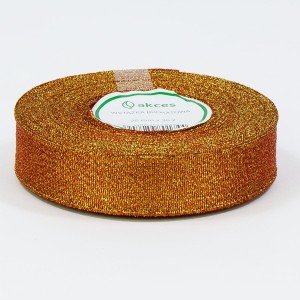 Wstążka brokatowa 25mm / 32m CZERWONO-ZŁOTA