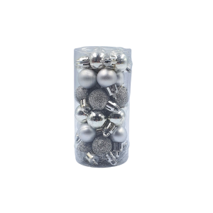 Bombki MINI 20mm SREBRNE 30szt MIX-błysk/mat/brokat /3794