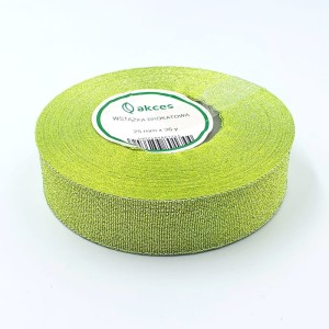 Wstążka brokatowa 25mm / 32m SELEDYNOWO-SREBRNA