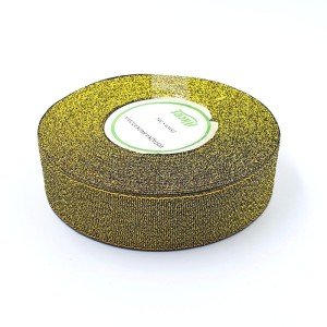 Wstążka brokatowa 25mm / 32m CZARNO-ZŁOTA