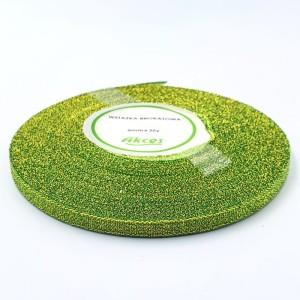 Wstążka brokatowa 6mm / 32m ZIELONO-ZŁOTA