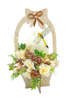 Stroik/Kompozycja wielkanocna - JAJKO w koszyku 35cm ECRU/8484