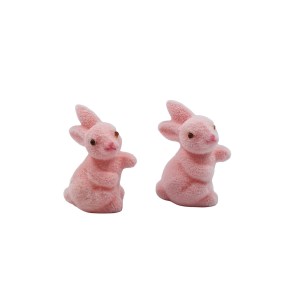 Zajączek flokowany 7cm siedzący 2szt RÓŻOWY /11687