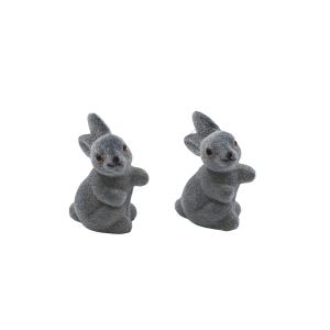 Zajączek flokowany 7cm siedzący 2szt SZARY /11687