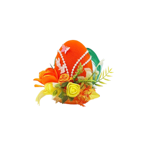Jajko flokowane ręcznie zdobione 10cm POMARAŃCZOWE - rękodzieło /84355