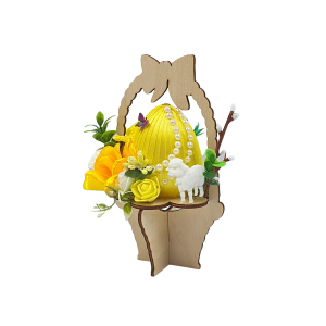 Stroik/Kompozycja wielkanocna - JAJKO w koszyku 19cm ŻÓŁTE/74984
