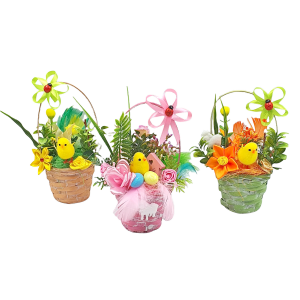 Koszyczek wielkanocny MINI 19cm - zdobiony MIX kolor. /08320-1