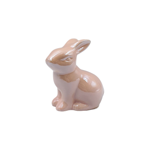 Zajączek porcelanowy 8x9cm siedzący RÓŻOWY /00682