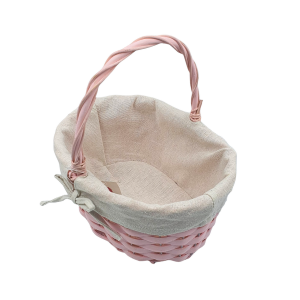 Koszyk wiklinowy OVAL pastelowy RÓŻOWY 28cm /34424R